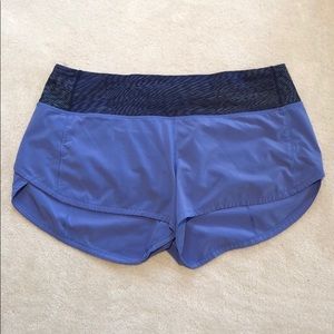 Blue purple speed up shorts from Lulemon